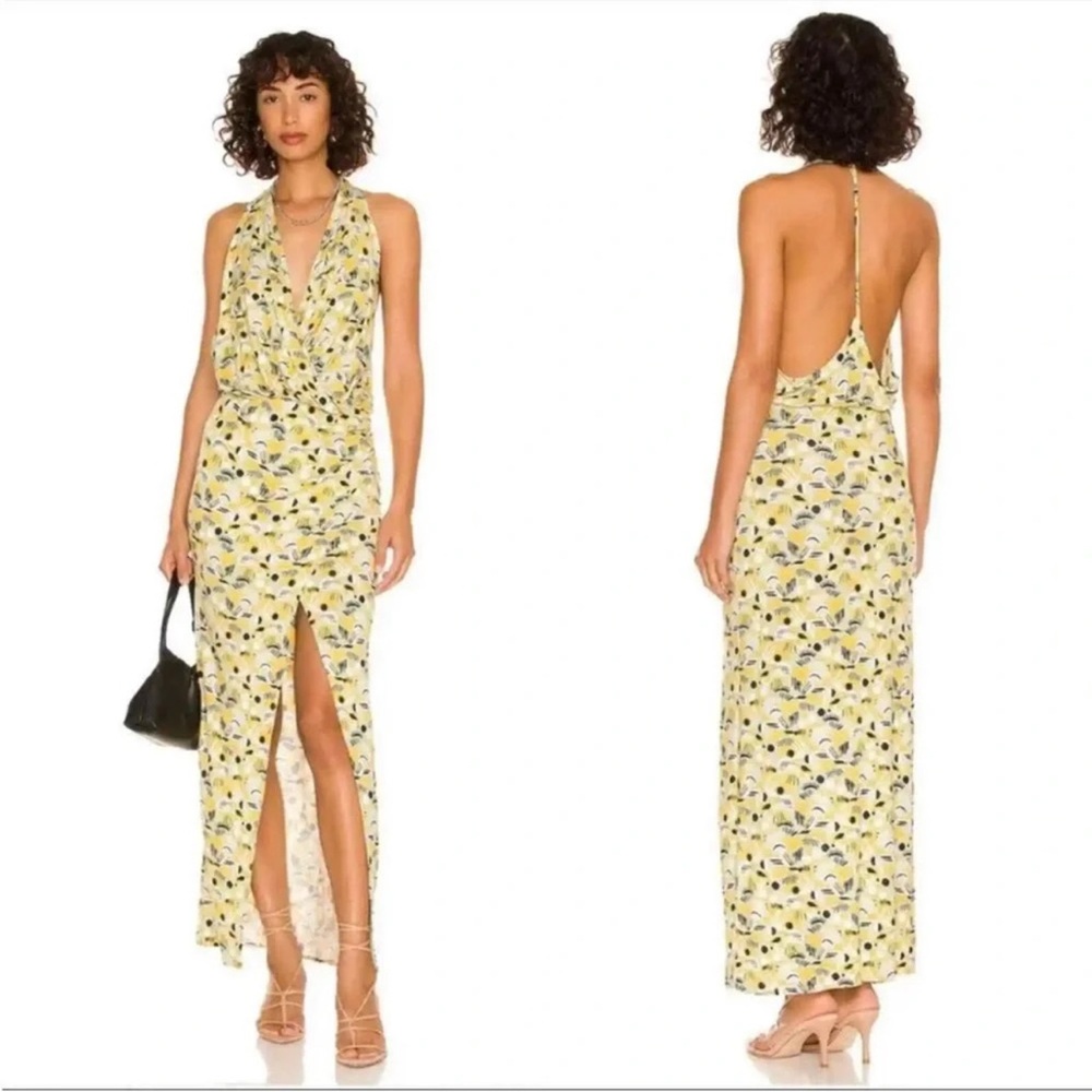 Free People Yellow Backless Halter Sundress